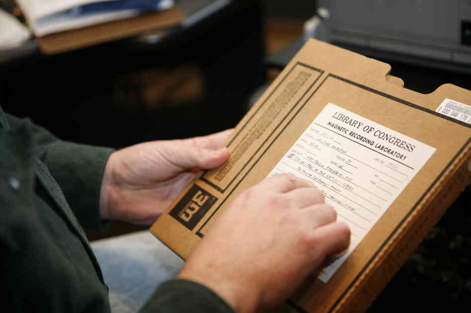 A reel of 1/4-inch-wide magnetic tape, used by the Library of Congress for reference purposes. A reel of 1/4-inch-wide magnetic tape, used by the Library of Congress for reference purposes.