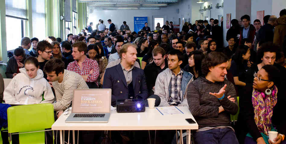 Graphic designers and software developers at this year's Fashion Week in New York participated in a 24-hour "hackathon" to build fashion apps. Graphic designers and software developers at this year's Fashion Week in New York participated in a 24-hour "hackathon" to build fashion apps.