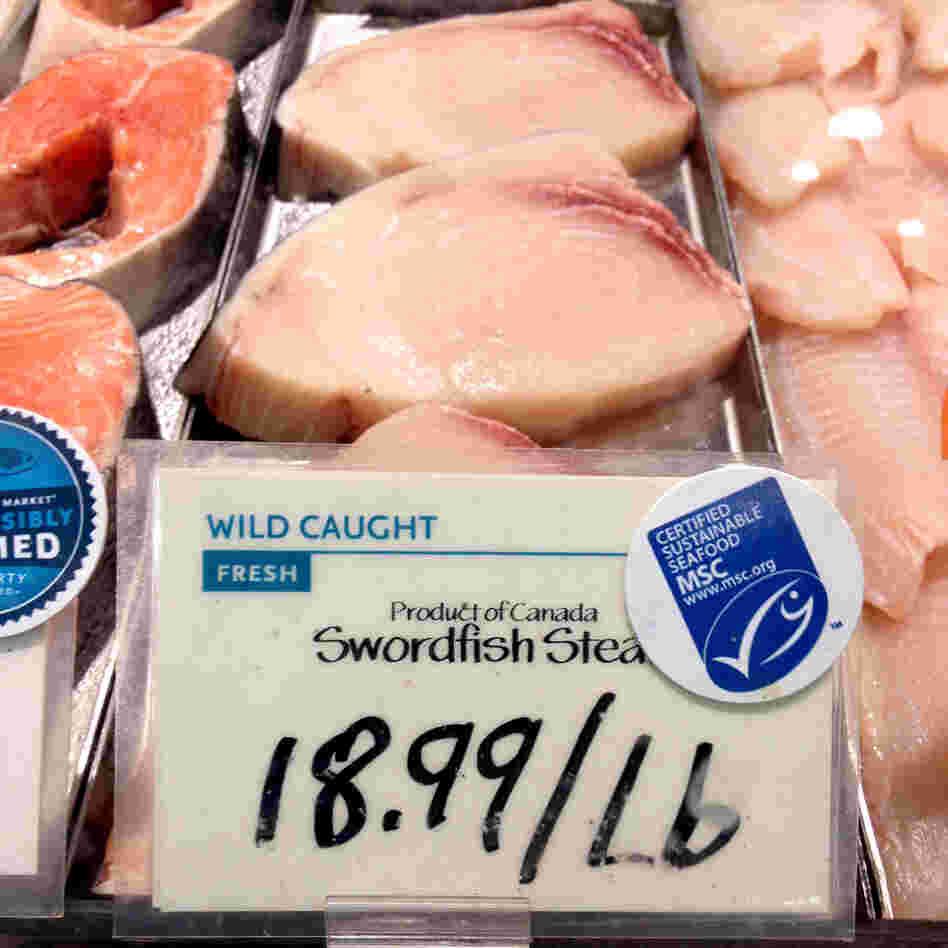 Swordfish from Canada feature a label from the Marine Stewardship Council at a Whole Foods in Washington, D.C.