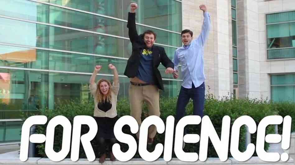Car commercial? Nope. Jessica Richman, Zachary Apte (center) and William Ludington are looking to the crowd for money to fund uBiome, which will sequence the genetic code of microbes that live on and inside humans.
