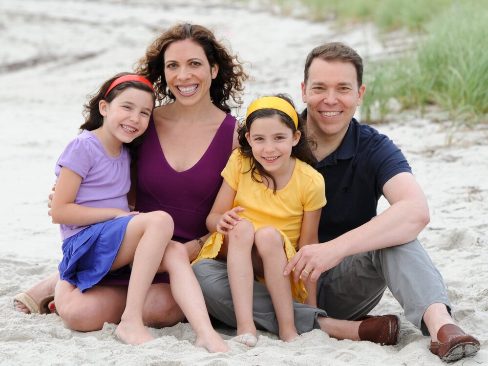 Bruce Feiler and his family; daughters Tybee and Eden Feiler, and wife Linda Rottenberg. Feiler is a New York Times columnist and the author of several books, including The Council of Dads and Walking the Bible.