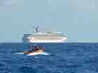 The Triumph cruise ship, set adrift in the Gulf of Mexico after an engine room fire Sunday, is being towed to Mobile, Alabama. The Carnival cruise ship line has cancelled the ship's next 14 voyages.