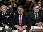 Joint Chiefs of Staff Chairman Martin Dempsey (from left), Deputy Secretary of Defense Ashton Carter and Undersecretary of Defense and Comptroller Robert Hale wait for a hearing of the Senate Armed Services Committee on Tuesday. Military leaders are warning Congress about the effects of the sequester. Joint Chiefs of Staff Chairman Martin Dempsey (from left), Deputy Secretary of Defense Ashton Carter and Undersecretary of Defense and Comptroller Robert Hale wait for a hearing of the Senate Armed Services Committee on Tuesday. Military leaders are warning Congress about the effects of the sequester.