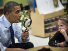 President Obama plays a learning game while visiting children at College Heights Early Childhood Learning Center on Thursday in Decatur, Ga. Obama's campaign-style trip this week was to end with a nonworking stop in Florida. President Obama plays a learning game while visiting children at College Heights Early Childhood Learning Center on Thursday in Decatur, Ga. Obama's campaign-style trip this week was to end with a nonworking stop in Florida.