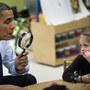 President Obama plays a learning game while visiting children at College Heights Early Childhood Learning Center on Thursday in Decatur, Ga. Obama's campaign-style trip this week was to end with a nonworking stop in Florida. President Obama plays a learning game while visiting children at College Heights Early Childhood Learning Center on Thursday in Decatur, Ga. Obama's campaign-style trip this week was to end with a nonworking stop in Florida.