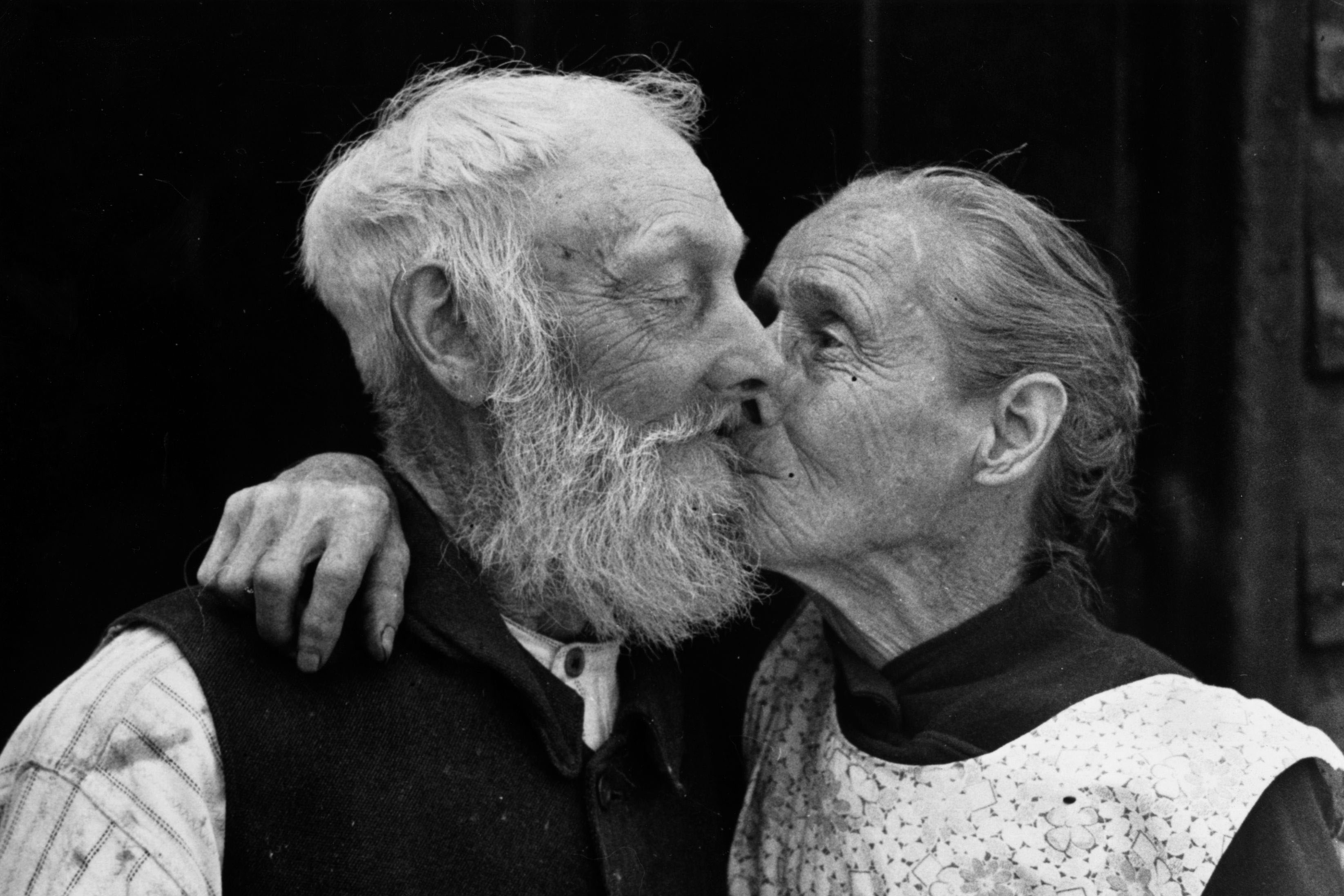Diamond anniversary (married for decades) kiss