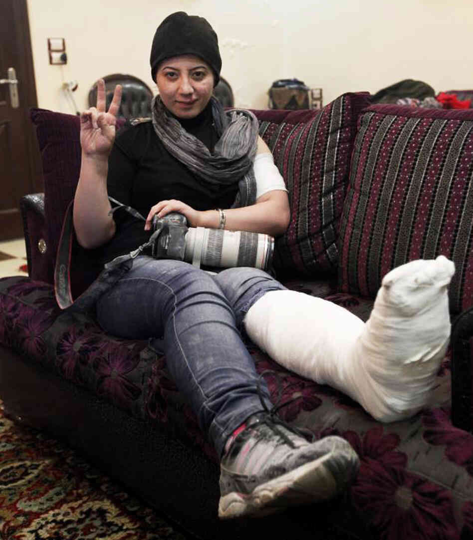 Kelze recently suffered a broken ankle when a wall collapsed on her during a firefight. She is recovering in Turkey, but plans to return to the front lines after she heals.