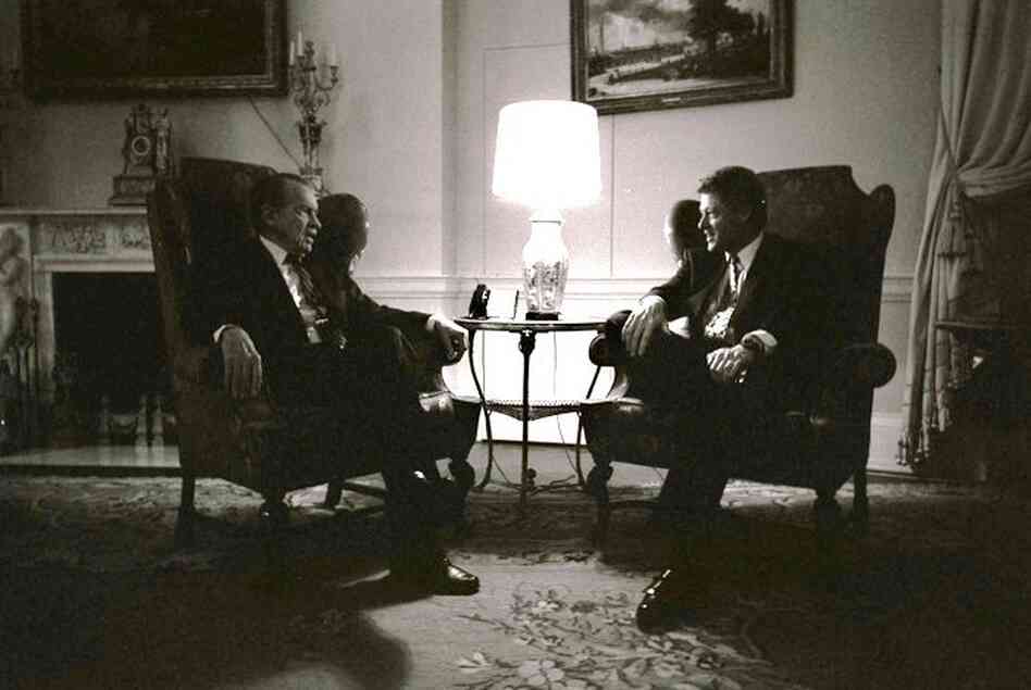 Former President Richard Nixon visits with President Bill Clinton in the family quarters of the White House, March 8, 1993.