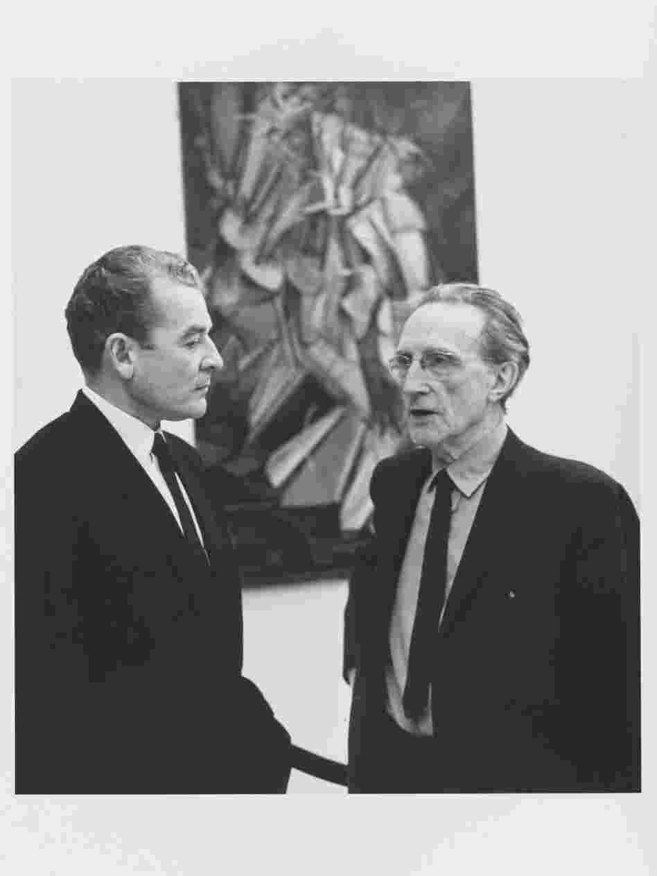 Marcel Duchamp, shown here with art historian Henri Marceau at the Armory Show 50th Anniversary Exhibition in 1963, painted the revolutionary Nude Descending a Staircase when he was just 26 years old.