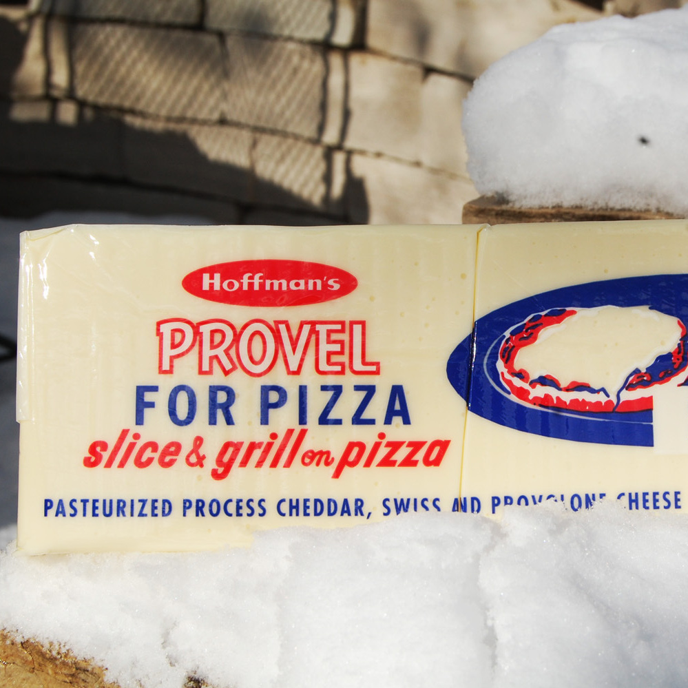 Provel, whose color is not quite as white as snow.