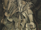 Marcel Duchamp's Cubist-inspired Nude Descending a Staircase was famously described by one critic as "an explosion in a shingle factory." Marcel Duchamp's Cubist-inspired Nude Descending a Staircase was famously described by one critic as "an explosion in a shingle factory."