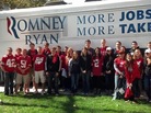 Ohio State College Republicans await Mitt Romney's son, Craig, who canvassed with them in Columbus last October.
