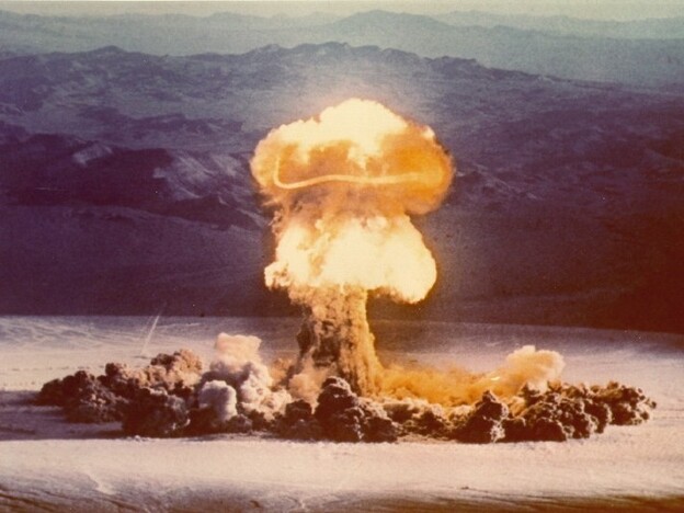 Nuclear bomb tests like this one, conducted at the Nevada Test Site in 1957, are helping scientists understand how the human body works.
