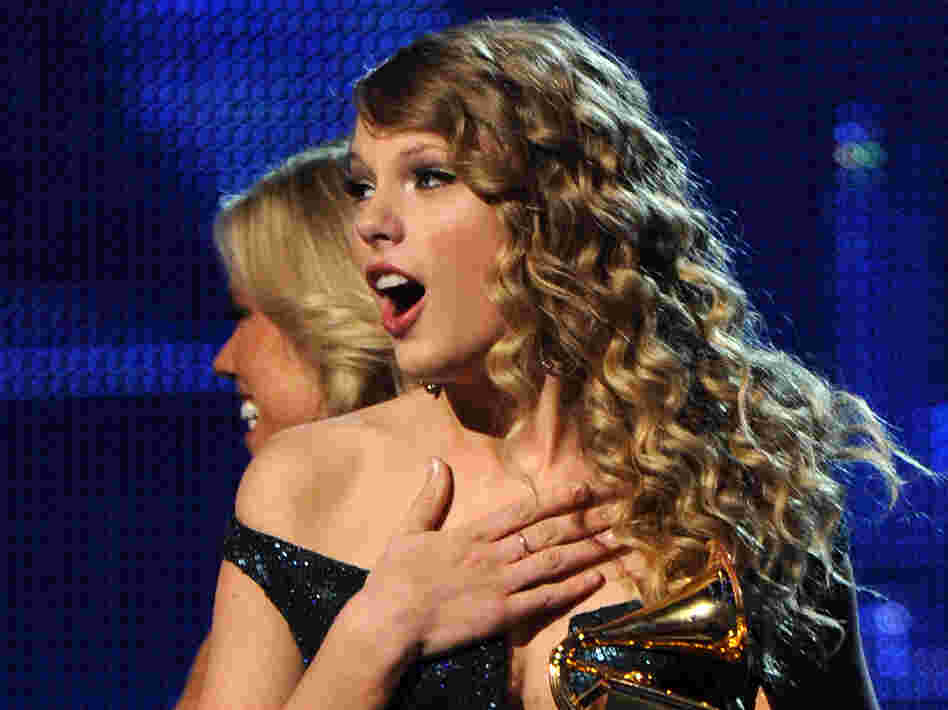 Taylor Swift accepts the award for Album of the Year during the 52nd annual Grammy Awards in Los Angeles, California on January 31, 2010.