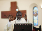 Priest Anthony Obanla says Mass at a church in Lagos, Nigeria. In Africa, where the Catholic Church continues to grow, worshipers and clergy hope to see one of their own rise to lead the faithful. Priest Anthony Obanla says Mass at a church in Lagos, Nigeria. In Africa, where the Catholic Church continues to grow, worshipers and clergy hope to see one of their own rise to lead the faithful.