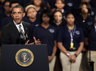 President Obama speaks about strengthening the middle class and the nation's struggle with gun violence at Hyde Park Academy in Chicago on Friday. President Obama speaks about strengthening the middle class and the nation's struggle with gun violence at Hyde Park Academy in Chicago on Friday.