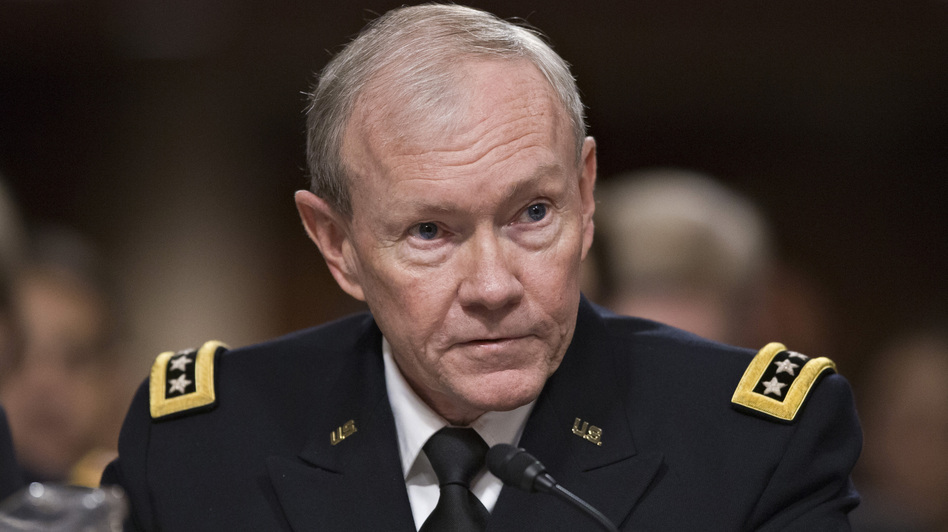 Gen. Martin Dempsey, chairman of the Joint Chiefs of Staff, testifies before a Senate panel in Washington last Tuesday on the looming cuts to the defense budget.