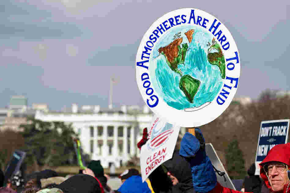 The march started on Constituion Ave, south of the White House, and circled around the north side before returning to the starting point, with a crowd filled the streets and stretched over a mile long.
