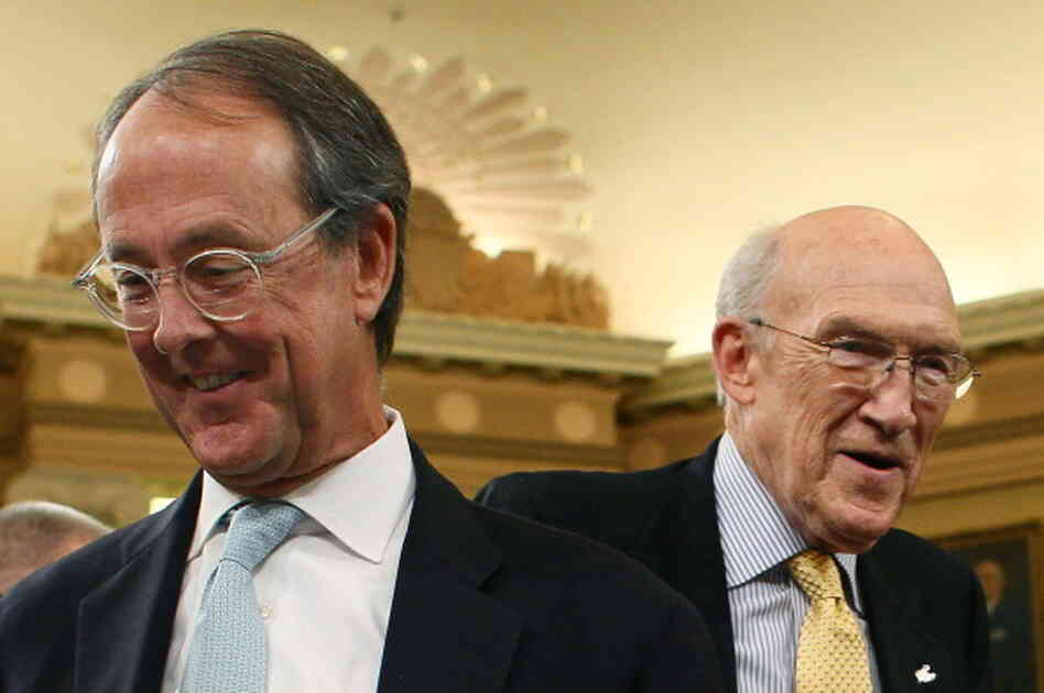 Co-chairmen of the National Commission on Fiscal Responsibility and Reform, former Sen. Alan Simpson, right, and Erskine Bowles. Co-chairmen of the National Commission on Fiscal Responsibility and Reform, former Sen. Alan Simpson, right, and Erskine Bowles.