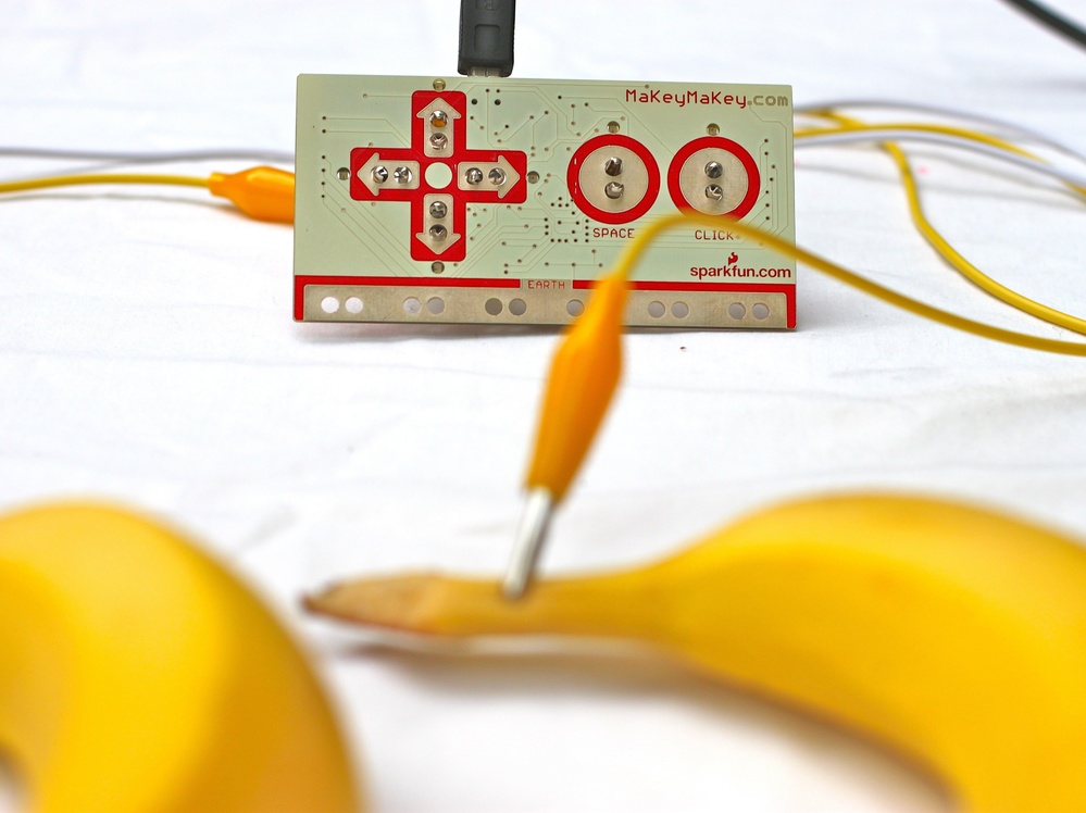Making a banana piano is easy with the MaKey MaKey.