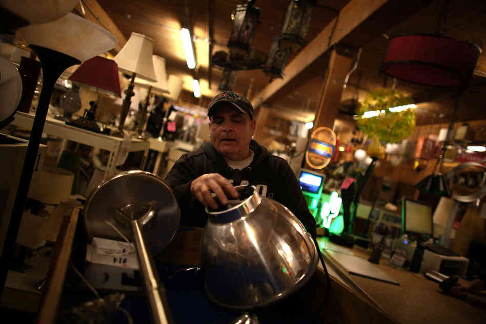 Freelance set dresser Joe Viau is returning a rented lamp to the Prop House. The fixtures department is always making adjustments to be sure everything is safe to use.