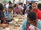 Attendees browse books on offer at the fourth annual Karachi Literature Festival. Attendees browse books on offer at the fourth annual Karachi Literature Festival.