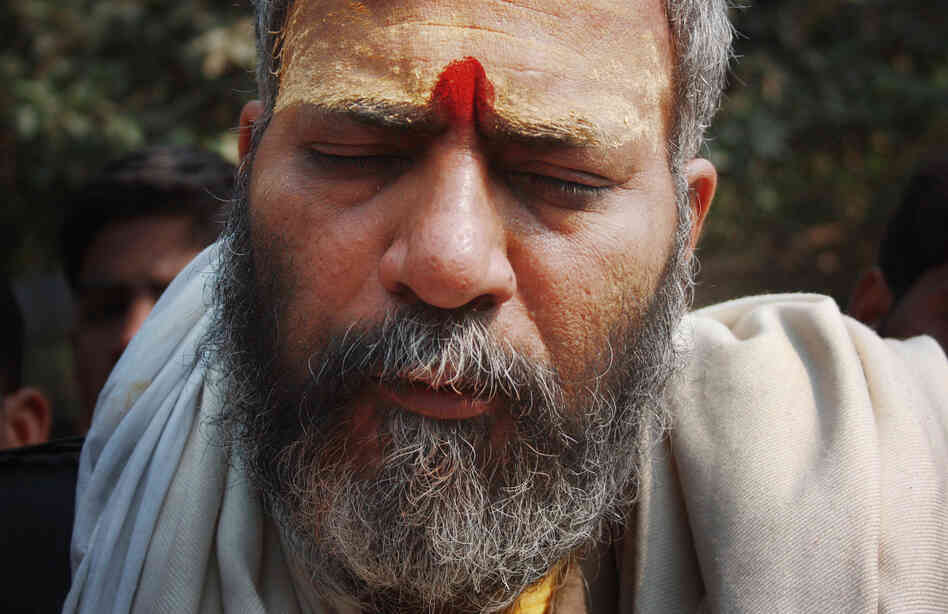 Gyanesh Kamal, a Hindu saint, attends the Kumbh Mela on the banks of the Ganges River in the northern Indian city of Allahabad. The gathering is the largest religious festival in the world.