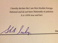 Signing this pledge allows a foreigner to drink alcohol in Pakistan.