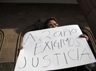 A woman holds a sign that reads, "We demand justice after two years," during a Jan. 11 protest outside the government palace in Monterrey denouncing the disappearance of family members in the state of Nuevo Leon. A woman holds a sign that reads, "We demand justice after two years," during a Jan. 11 protest outside the government palace in Monterrey denouncing the disappearance of family members in the state of Nuevo Leon.