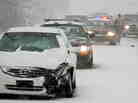 Snow-packed morning commute in Wichita on Wednesday.