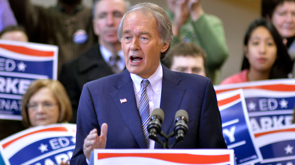 Rep. Ed Markey, D-Mass., speaks to supporters in Malden, Mass, on Feb. 2.