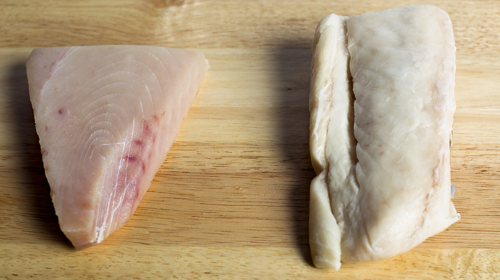 Escolar, right, is often substituted for more expensive Albacore tuna (left), a report on mislabeled seafood found.
