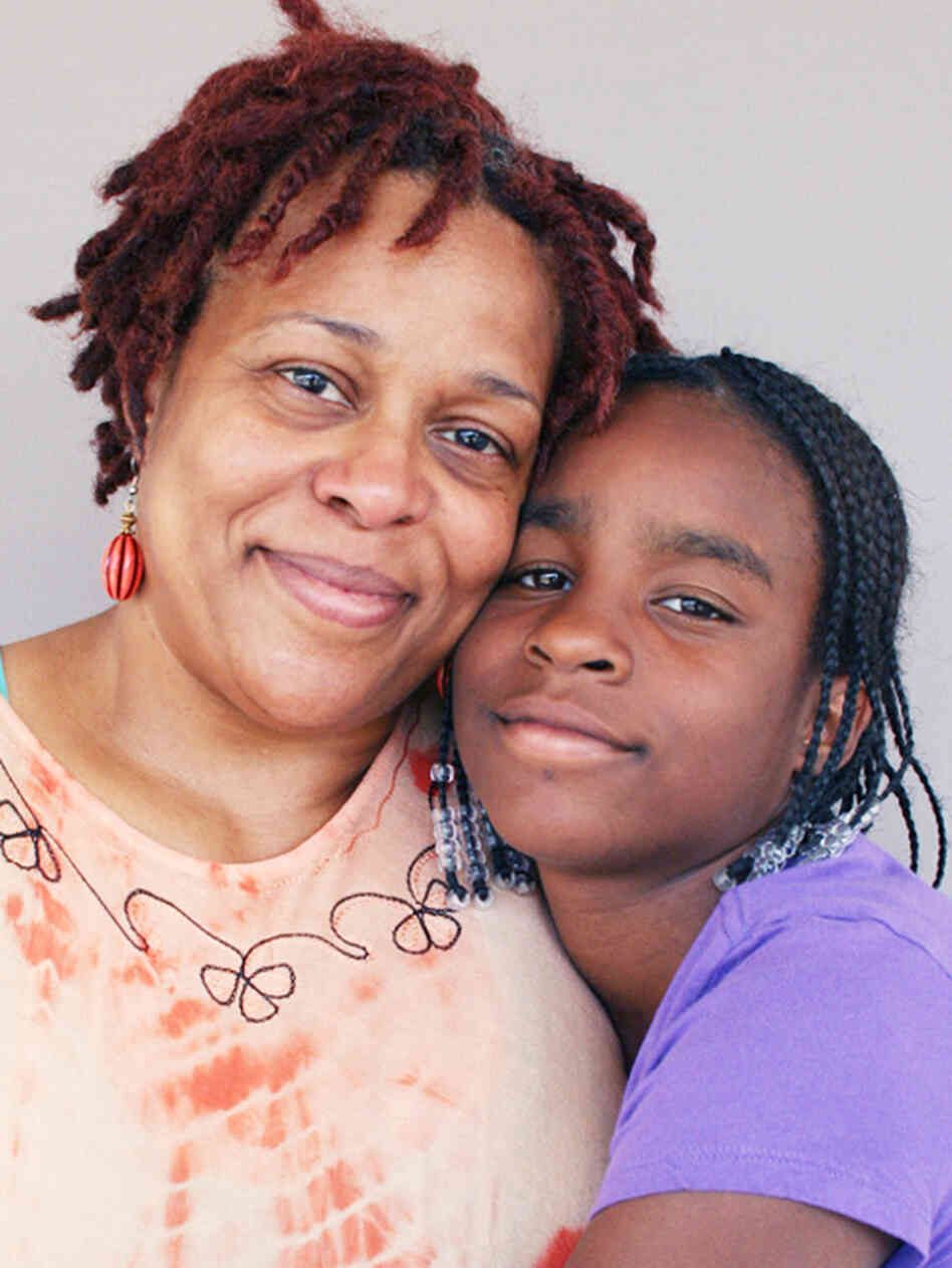 Rowena Gore-Simmons and her daughter, Kenya, now 16, at StoryCorps in Baltimore.
