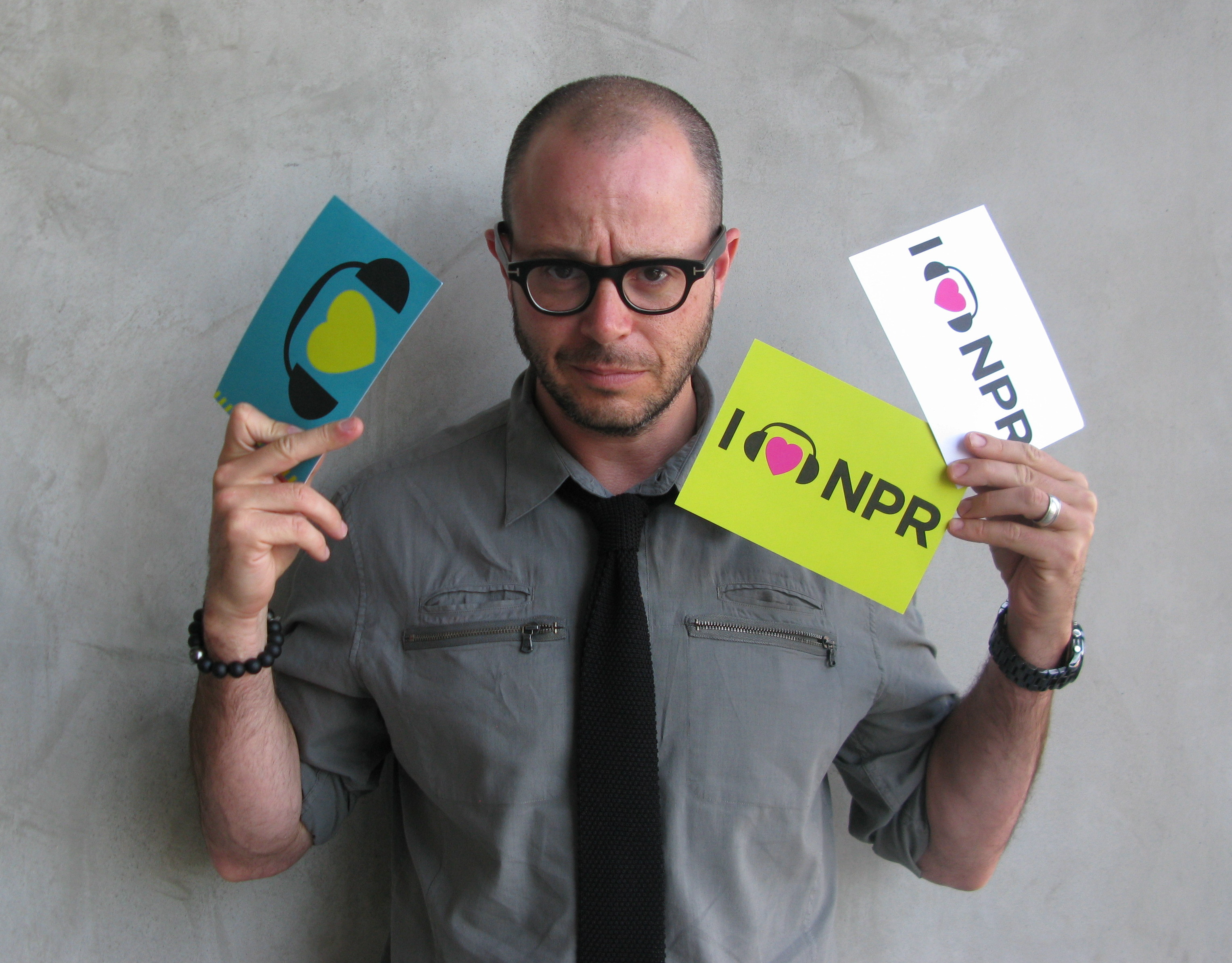 Screenwriter Damon Lindelof, known for his work on TV hit Lost, recently took on the sci-fi thriller Prometheus, nominated for its visual effects. We're thrilled Lindelof took a turn in front of the camera to show love for NPR. (http://n.pr/KC6u3n)