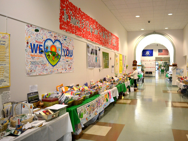 Some of the many cards, letters and artwork sent to Newtown from all over the world was on display at the Newtown Municipal Center on Jan. 30. The items were recently moved to temporary storage.