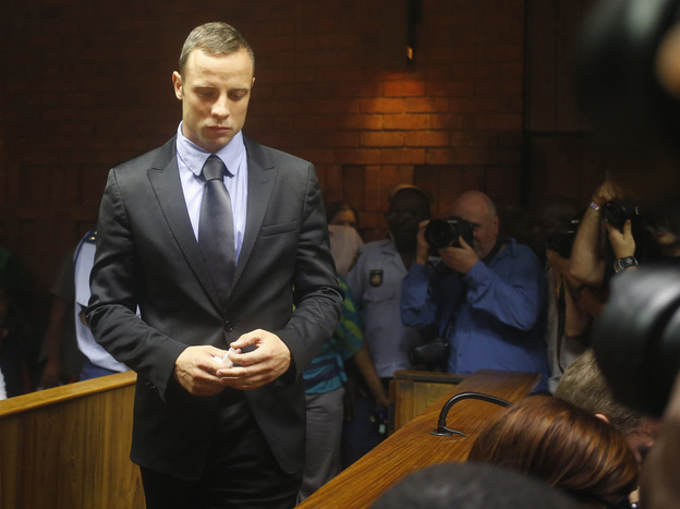 Oscar Pistorius as he entered a court in Pretoria on Thursday.