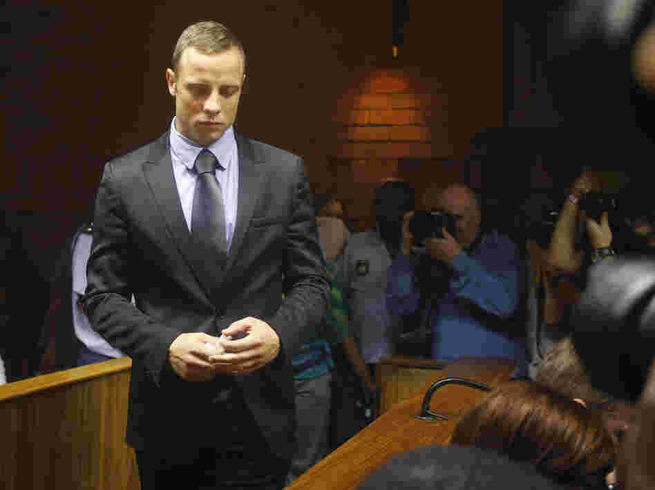 Oscar Pistorius as he entered a court in Pretoria on Thursday.