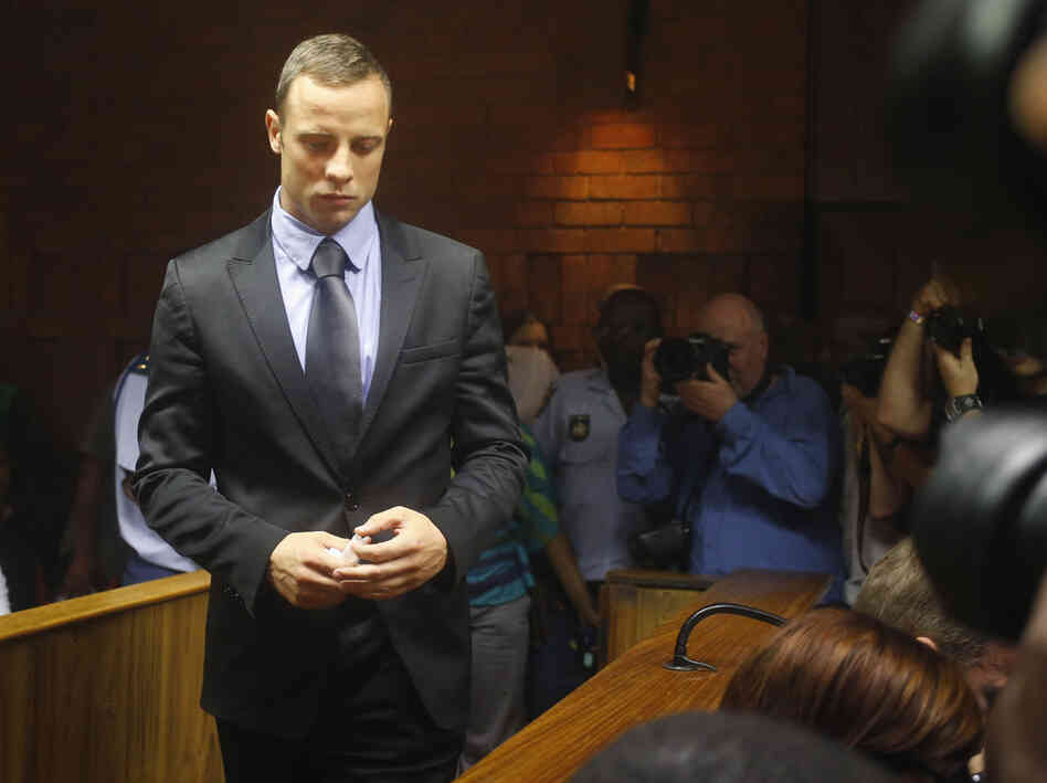 Oscar Pistorius as he entered a court in Pretoria on Thursday.