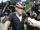 Lance Armstrong finishes the Power of Four Mountain Bike Race on Aspen Mountain on August 25, 2012. Lance Armstrong finishes the Power of Four Mountain Bike Race on Aspen Mountain on August 25, 2012.