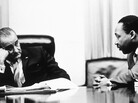 President Lyndon Johnson and civil rights leader Martin Luther King Jr. discuss the Voting Rights Act in 1965. On Wednesday, the Supreme Court hears arguments on whether a key part of the law is still needed nearly a half century after its passage. President Lyndon Johnson and civil rights leader Martin Luther King Jr. discuss the Voting Rights Act in 1965. On Wednesday, the Supreme Court hears arguments on whether a key part of the law is still needed nearly a half century after its passage.