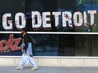 A pedestrian walks in downtown Detroit on Oct. 24, 2012. A pedestrian walks in downtown Detroit on Oct. 24, 2012.