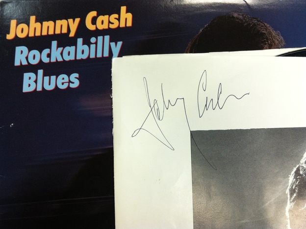 Gonyea's copy of Johnny Cash's Rockabilly Blues, signed by the man himself.