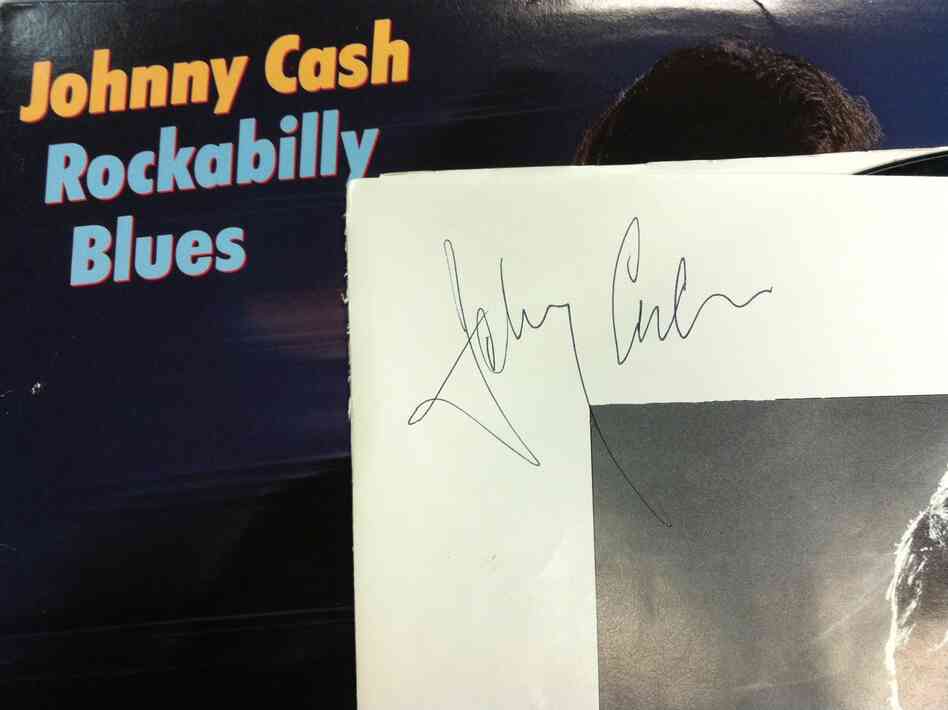 Gonyea's copy of Johnny Cash's Rockabilly Blues, signed by the man himself.