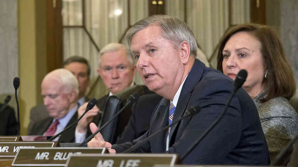 Sen. Lindsey Graham of South Carolina voices his opposition to President Obama's choice of former Sen. Chuck Hagel of Nebraska as secretary of defense, on Capitol Hill last week.