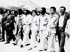 An undated photo from the exhibit shows Southern Christian Leadership Conference officials leading demonstrators in a march "against fear and injustice" in Decatur, Ga. An undated photo from the exhibit shows Southern Christian Leadership Conference officials leading demonstrators in a march "against fear and injustice" in Decatur, Ga.