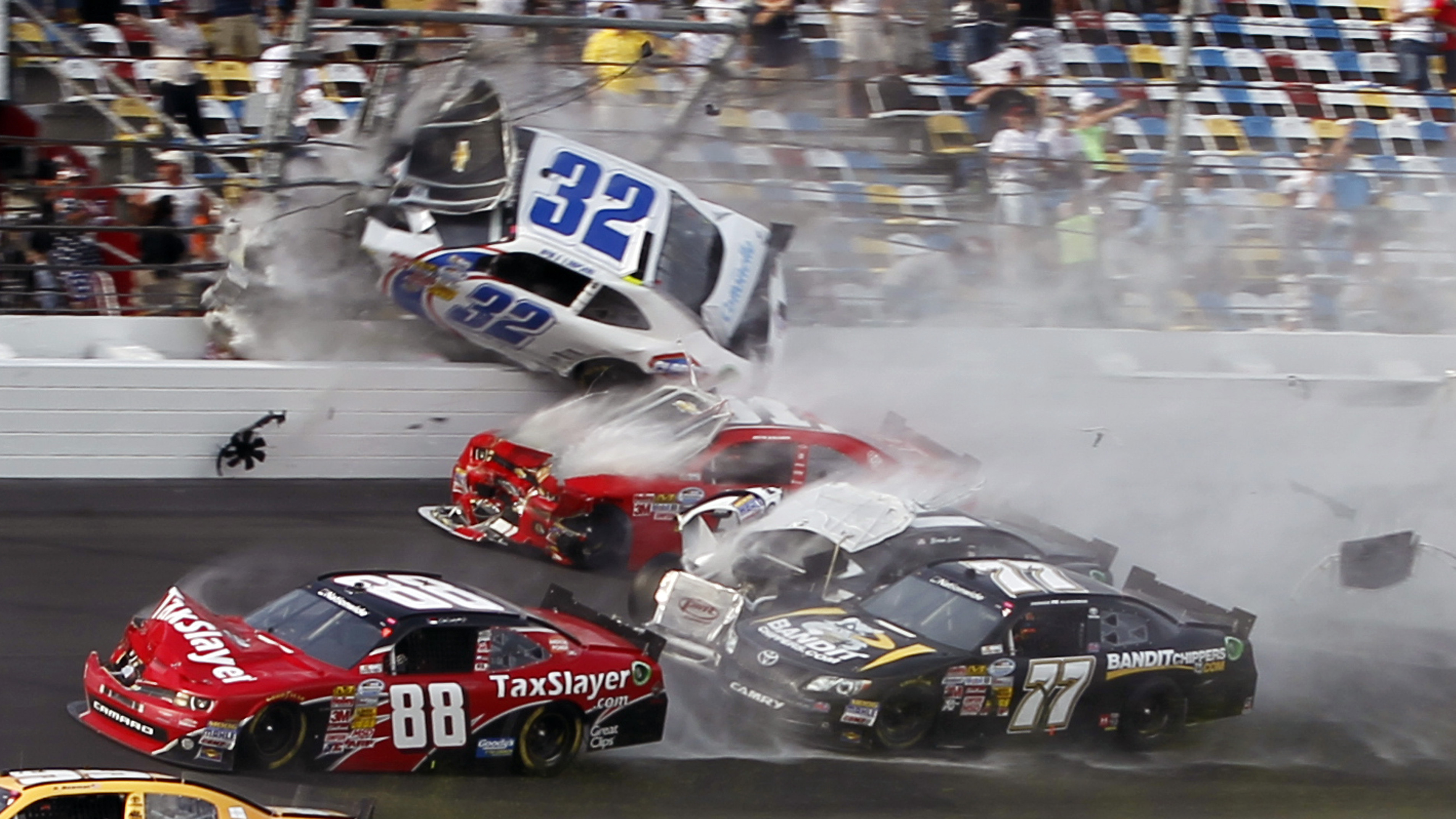 NASCAR Crash Sends Car Debris Into The Stands At Daytona