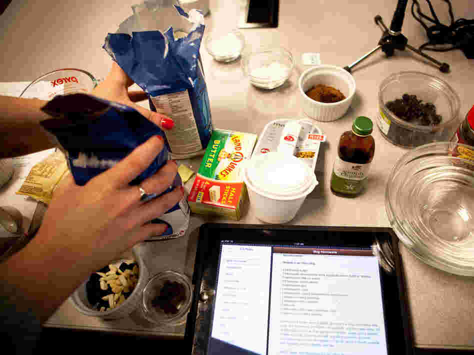 Morning Edition producer Rachel Ward preps the ingredients for a microwave creation. Morning Edition producer Rachel Ward preps the ingredients for a microwave creation.