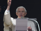 Pope Benedict XVI delivers his blessing Sunday during his last Angelus noon prayer, from the window of his studio overlooking St. Peter's Square at the Vatican. Pope Benedict XVI delivers his blessing Sunday during his last Angelus noon prayer, from the window of his studio overlooking St. Peter's Square at the Vatican.