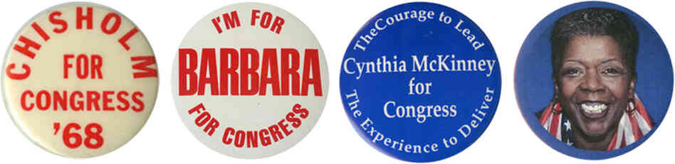 Shirley Chisholm (N.Y.) was the first black woman elected to Congress; Barbara Jordan (Texas) was twice the Dem keynote speaker; Cynthia McKinney (Ga.) was later a Green Party prez nominee; Stephanie Tubbs Jones (Ohio) served as House ethics cmte chair and played a big role in the 2008 Clinton campaign. Shirley Chisholm (N.Y.) was the first black woman elected to Congress; Barbara Jordan (Texas) was twice the Dem keynote speaker; Cynthia McKinney (Ga.) was later a Green Party prez nominee; Stephanie Tubbs Jones (Ohio) served as House ethics cmte chair and played a big role in the 2008 Clinton campaign.