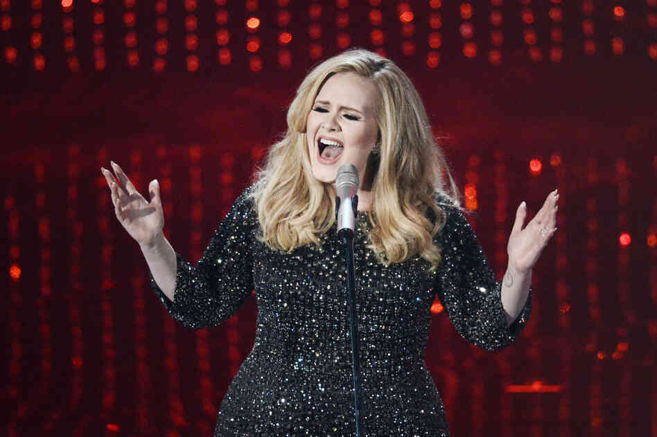 Adele performs the theme song to "Skyfall."